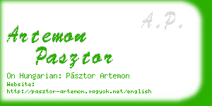 artemon pasztor business card